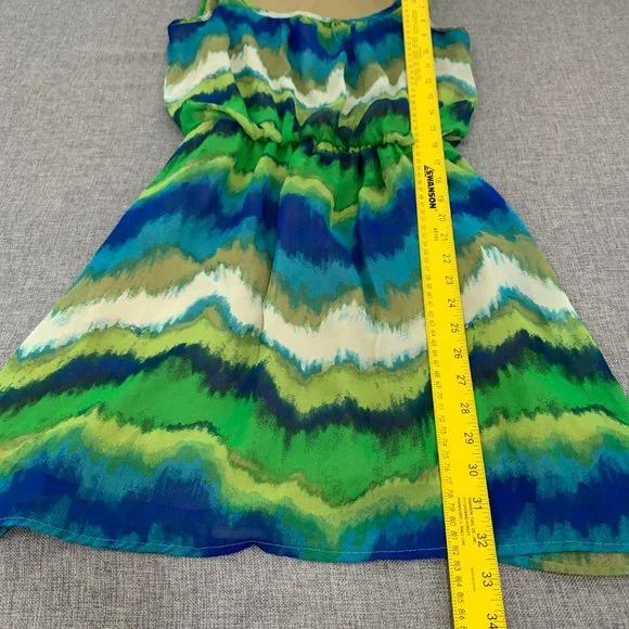 Accidentally In Love Cute Sundress Small Blue Green Scoop Neck Sleeveless Dress - Picture 4 of 13